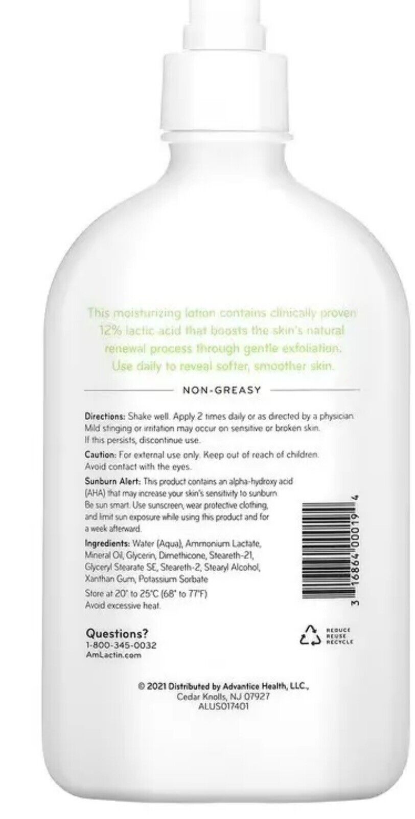 AmLactin daily nourish 12% Lotion hydratante nourrissant Sans parfum zéro tâche