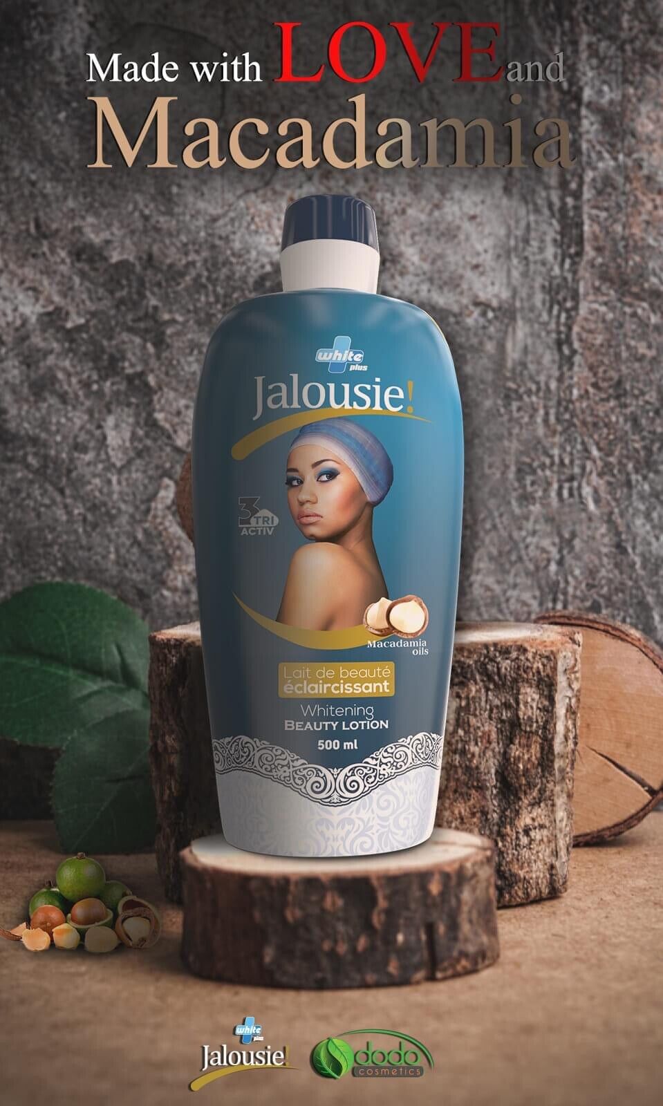 Lait eclaircissant à l'huile de MACADAMIA jalousie - Kyabeauty