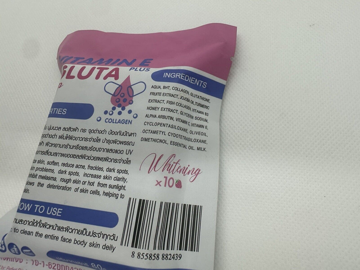 SAVON Gluta Vitamin E Thaïlandais au Collagène Glutathion Imperfections