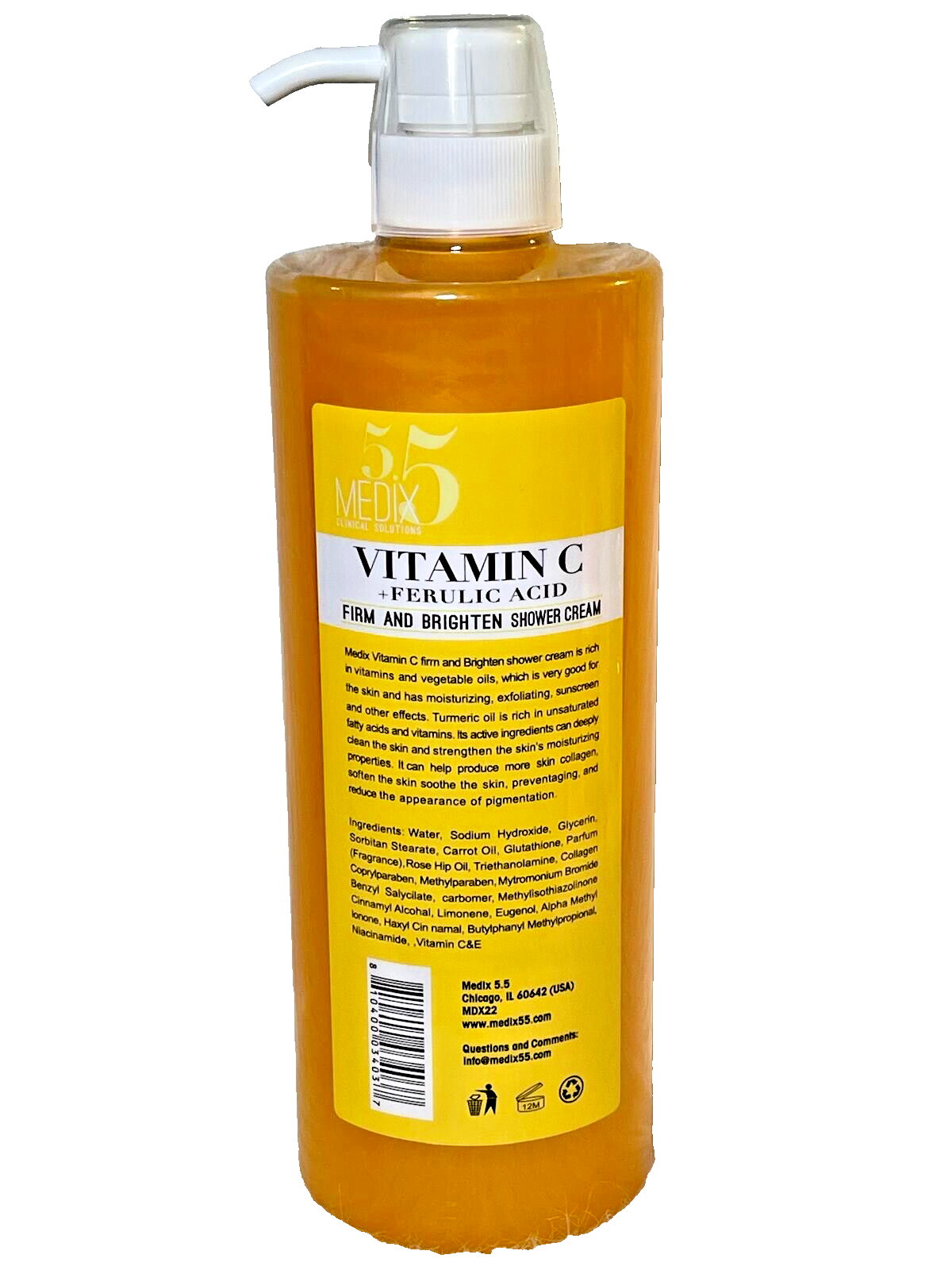 MEDIX5.5 GEL DE DOUCHE ULTRA BLANCHISSANT VITAMINE C +FERULIC ACID +TURMERIC - Kyabeauty