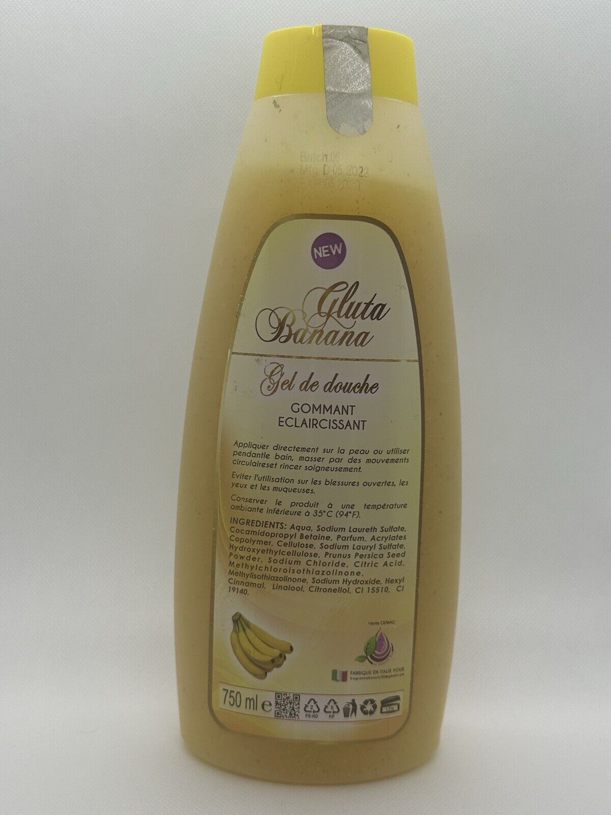Gluta BANANA GEL DOUCHE EXFOLIANT GOMMANT ULTRA ÉCLAIRCISSANT
