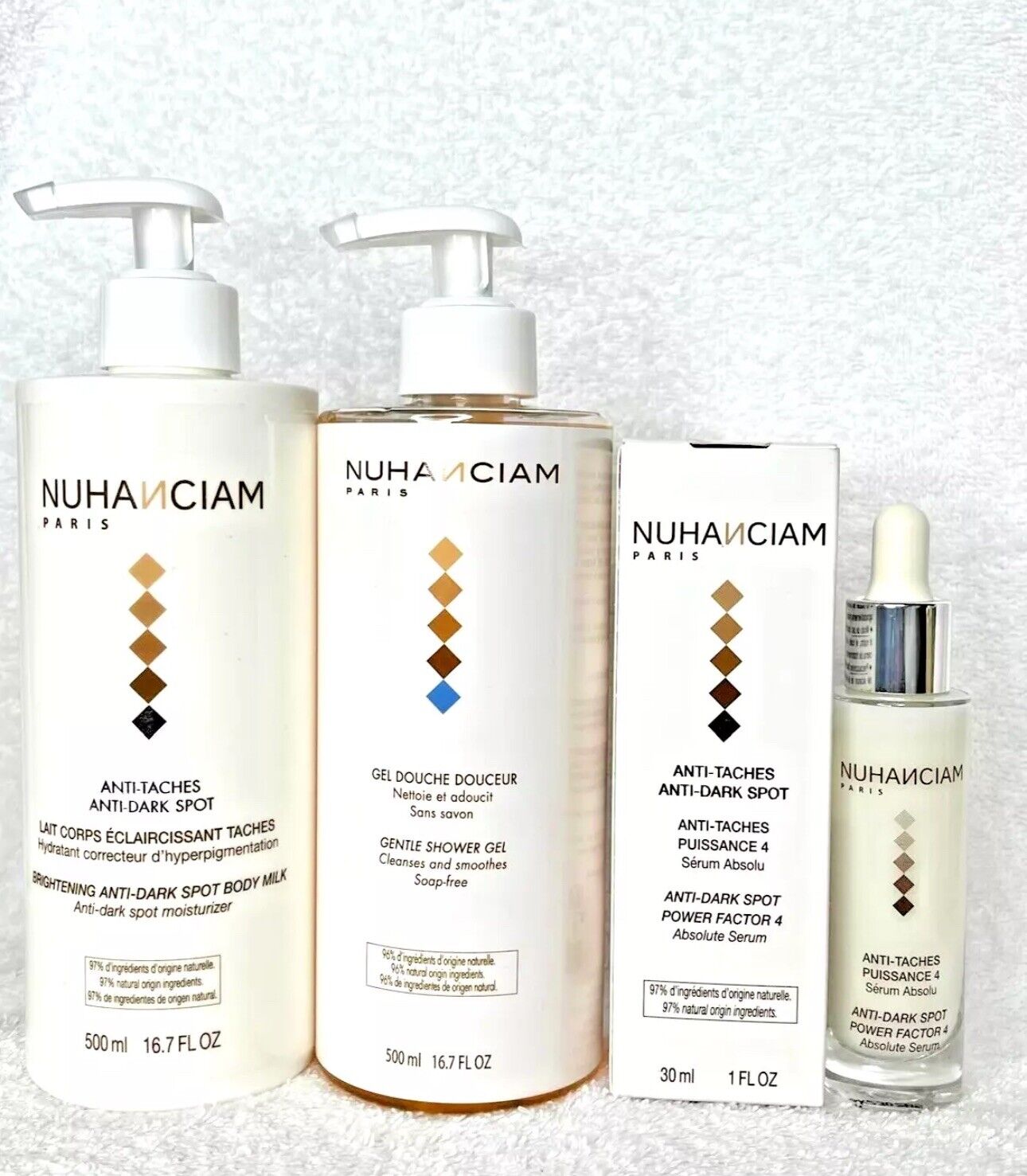 NUHANCIAM MINI GAMME ÉCLAIRCISSANTE ANTI IMPERFECTION ZERO TACHE VISAGE ET CORPS