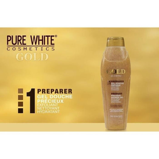 Gel de douche Pure White Gold Glowing éclaircissant fort, pour un teint Clair 1L - Kyabeauty