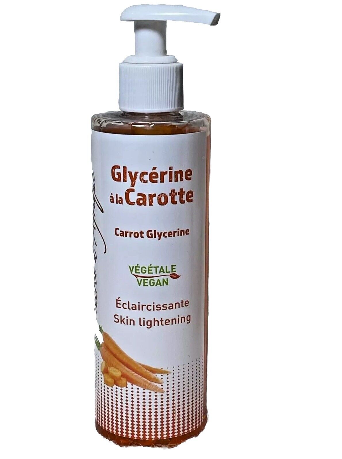 glycérine à la carotte ultra éclaircissantre 100%bio anti imperfection tout type