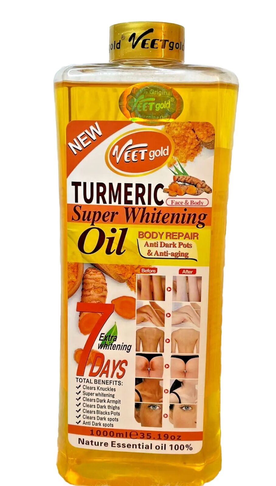 huile Veet Gold turmeric super blanchissante reparatrice anti imperfections