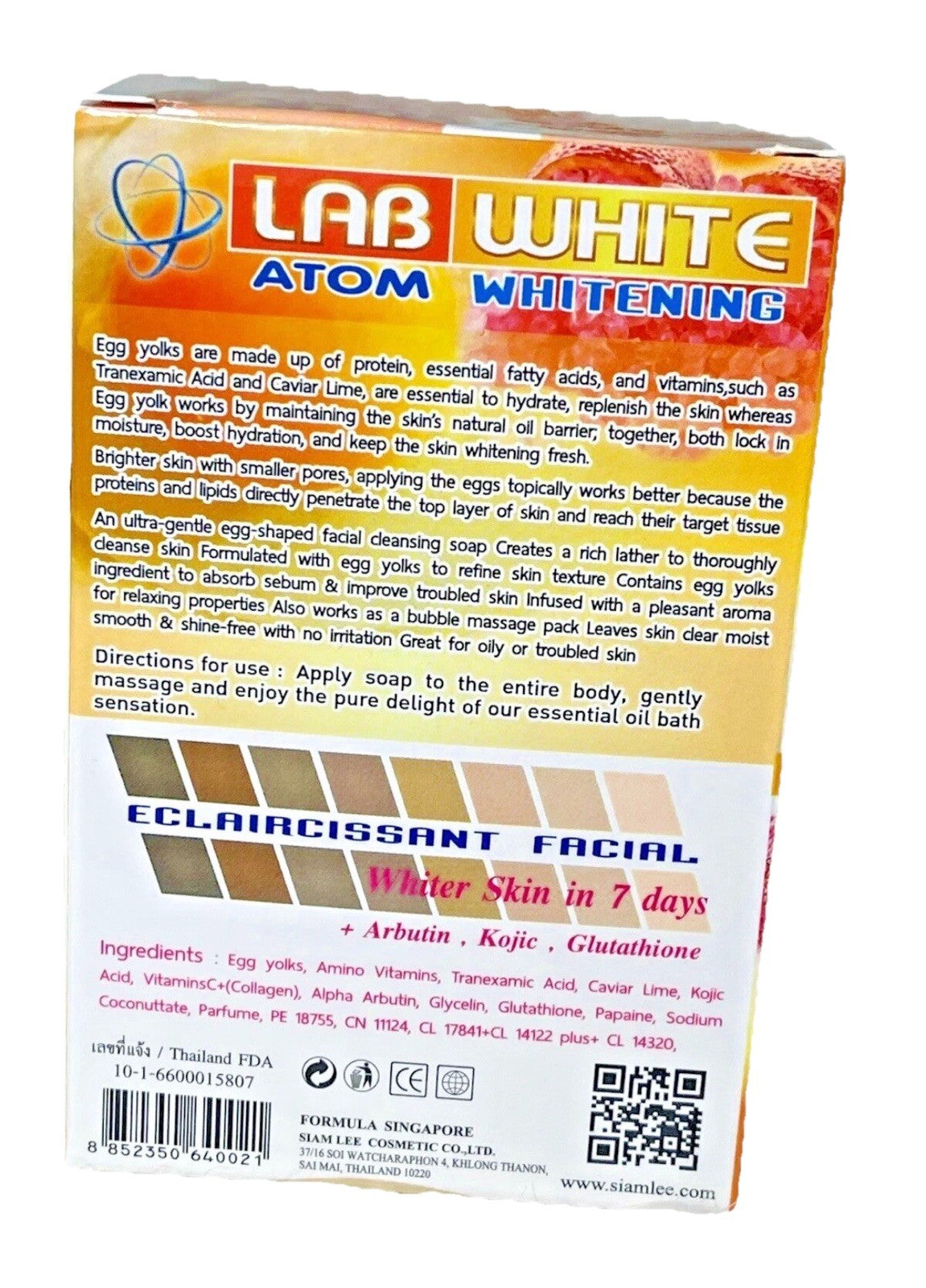 LAB WHITE EGG YOLK SAVON ULTRA ÉCLAIRCISSANT KOJIC GLUTA ARBUTIN ZERO TACHE