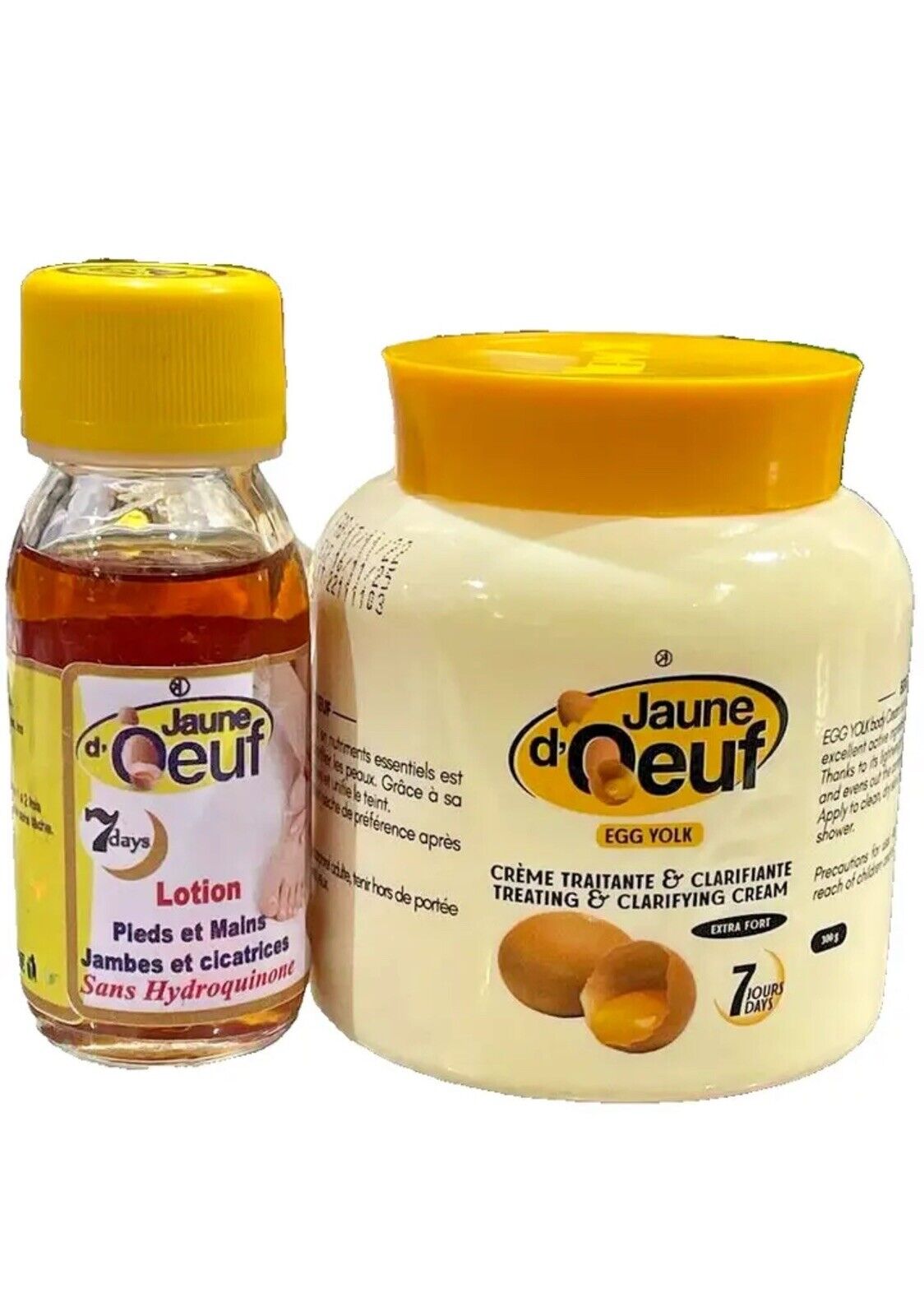 Jaune d'oeuf duo creme traitant clarifiante  lotion anti taches tenaces quintaux