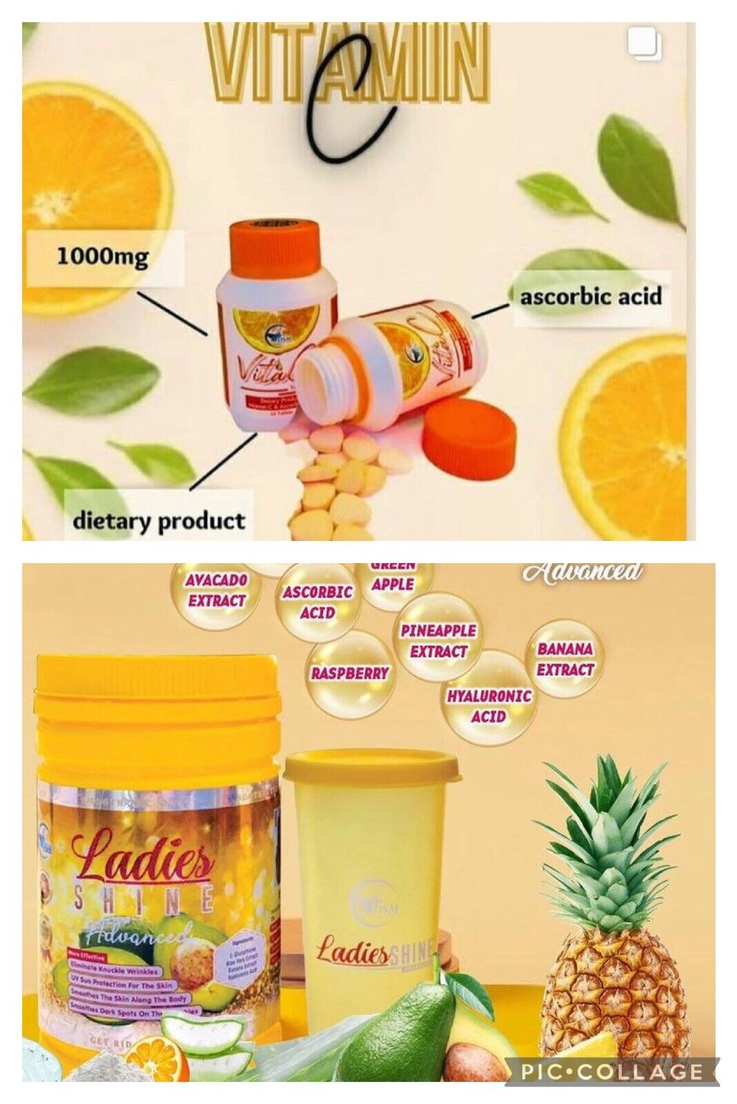 Ladies Shine ADVACED Glutathione + Vitamine C Ascorbic 1000mg Puissant... - Kyabeauty