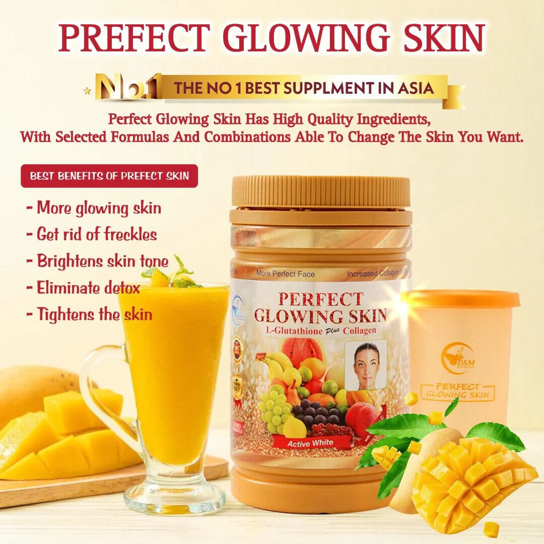 PERFECT GLOWING SKIN L GLUTATHIONE, COLLAGEN POUDRE WHITENING 900G... - Kyabeauty