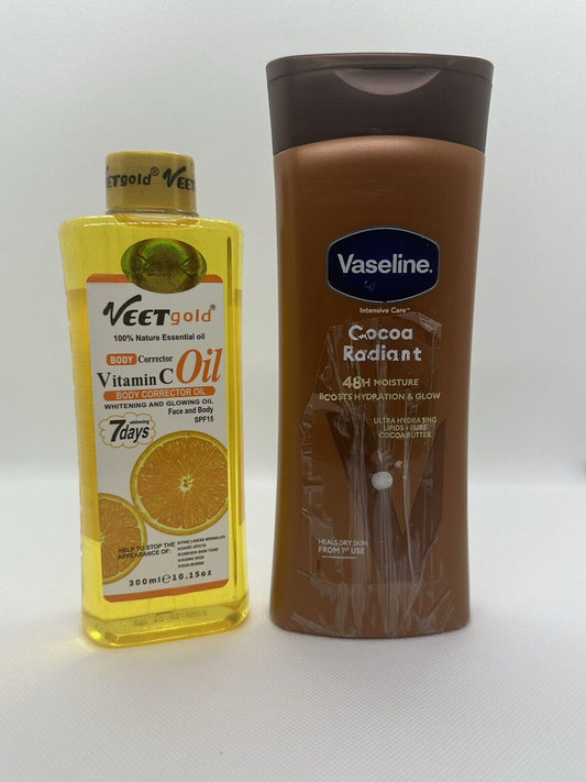 Duo Veet gold huile ultra éclaircissant vitamine c & lait vaseline  zero tache