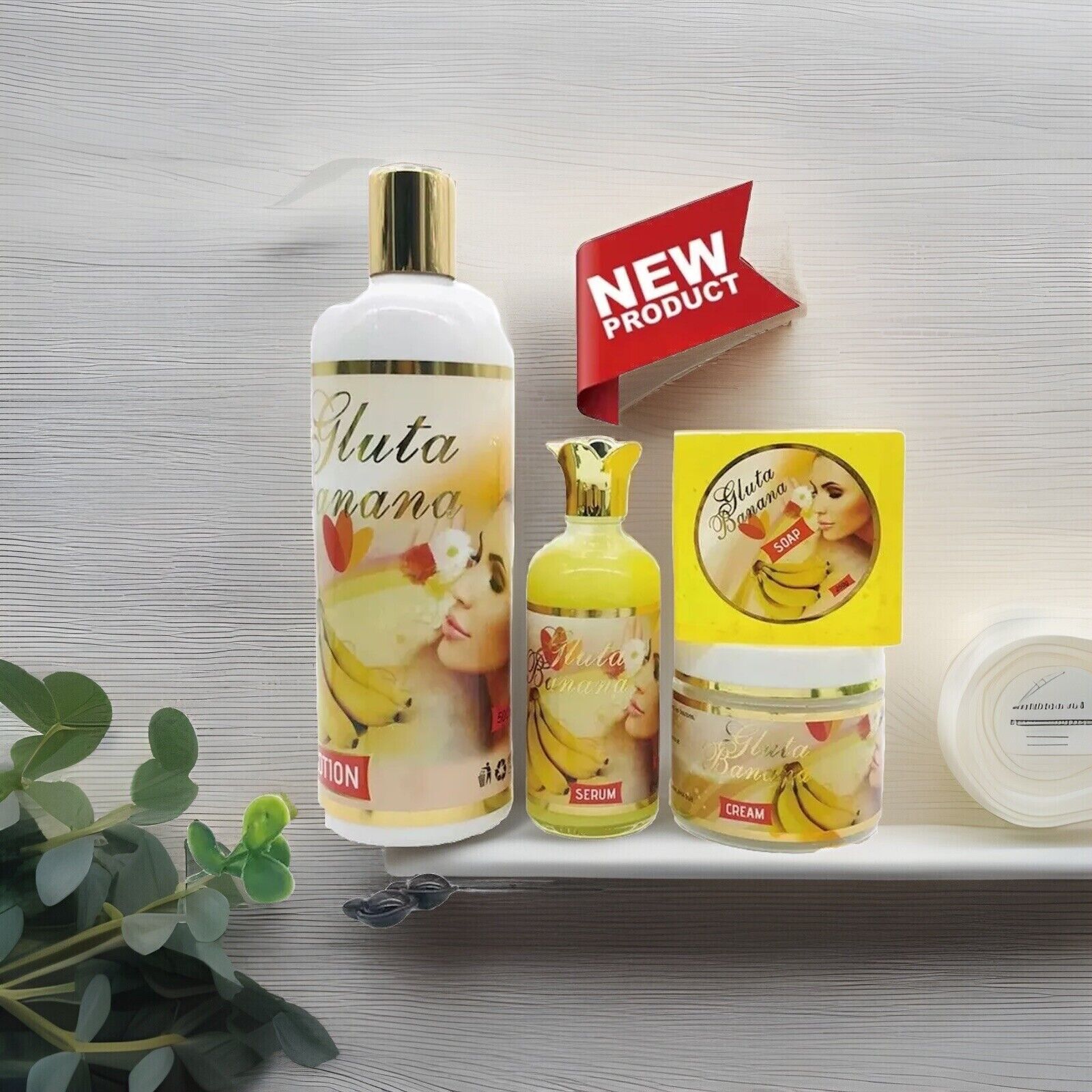 GAMME GLUTA BANANA Ultra Éclaircissant, Anti-tache  ,exfoliant Lait Savon Serum